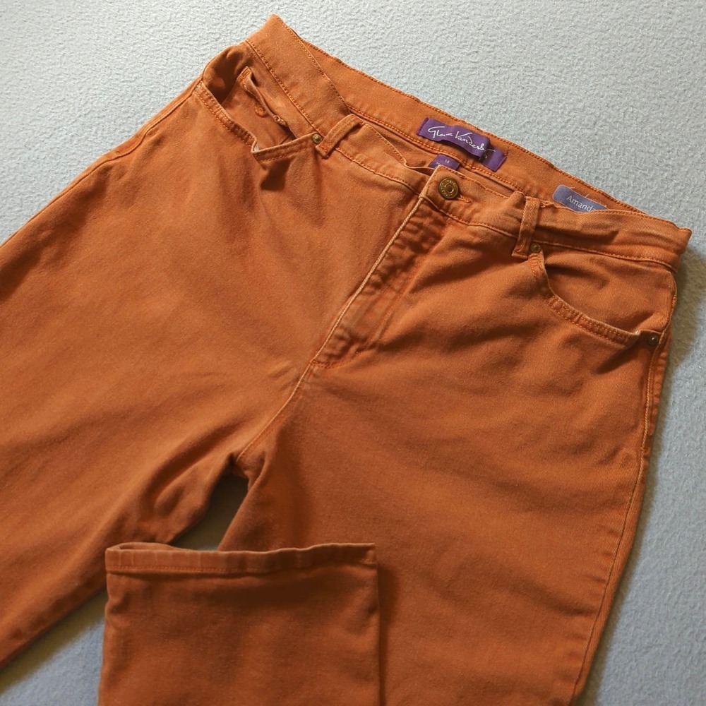 Gloria Vanderbilt Amanda‎ High Rise Tapered Jeans Burnt Orange Rust Womens 14